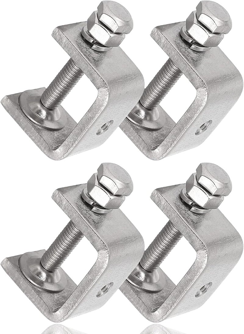 foxwake Stainless Steel C Clamps Mini 1 Inch for Mounting, Heavy Duty Metal U Clamps for Metal Working, Small Desk Clamp with Stable Wide Jaw Opening & Protective Pads/I-Beam Design (4pcs) - Image 1